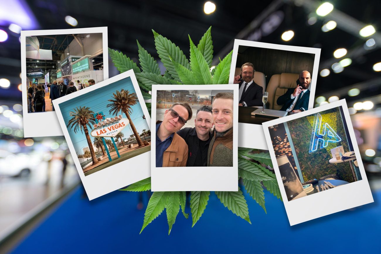 Polaroid photos of the Hybrid team at MJBizCon