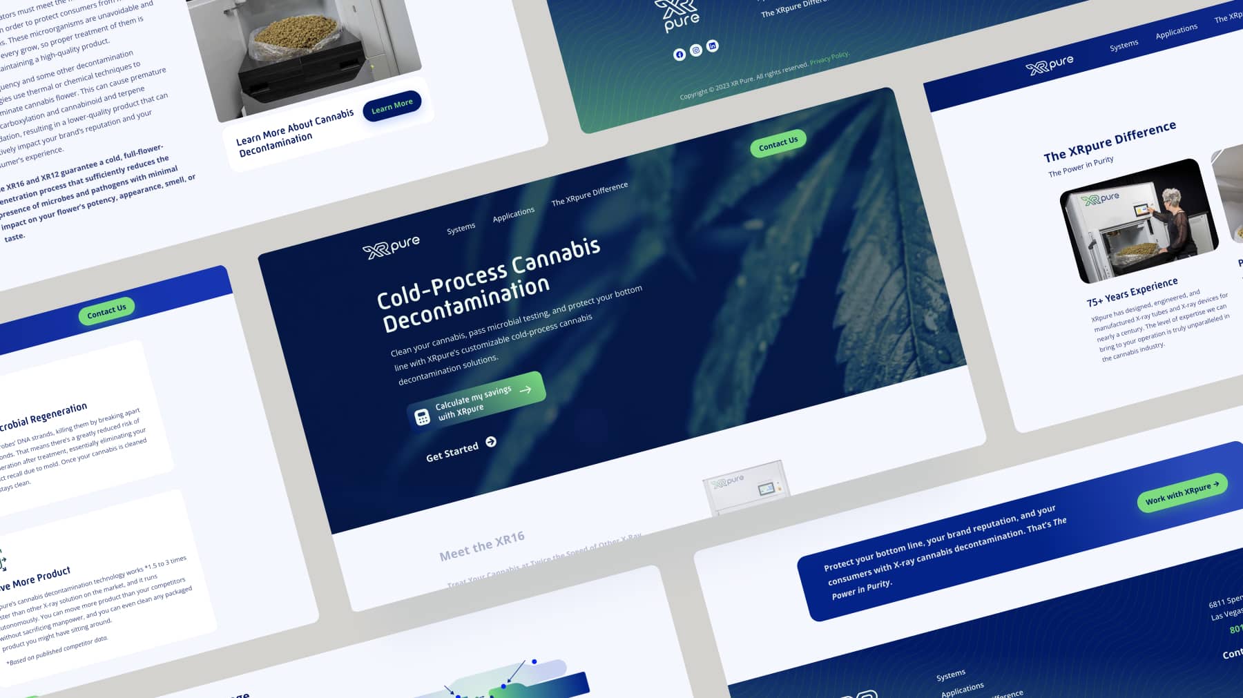 XRpure Cannabis Decontamination Website Pages on Desktop