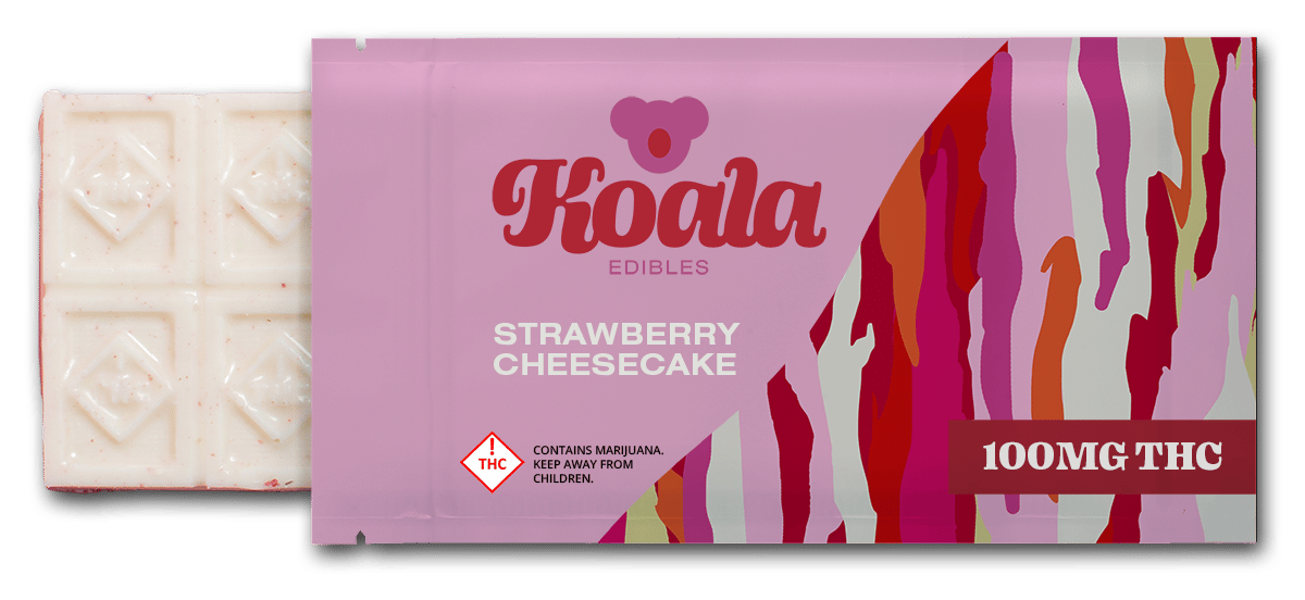 koala strawberry cheesecake cannabis edible chocolate bar